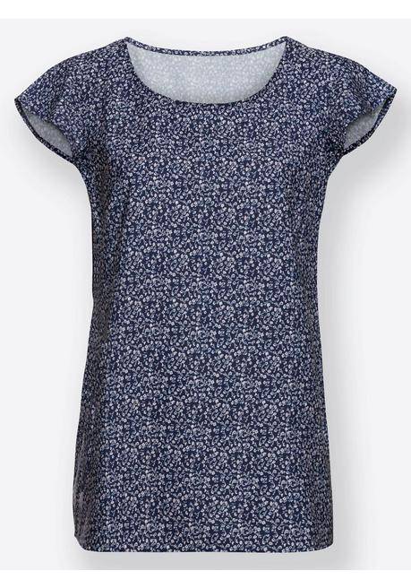 WITT Tunika Im Millefleurs-Print Mit Flügelärmeln - Nachtblau Gemustert Sheego