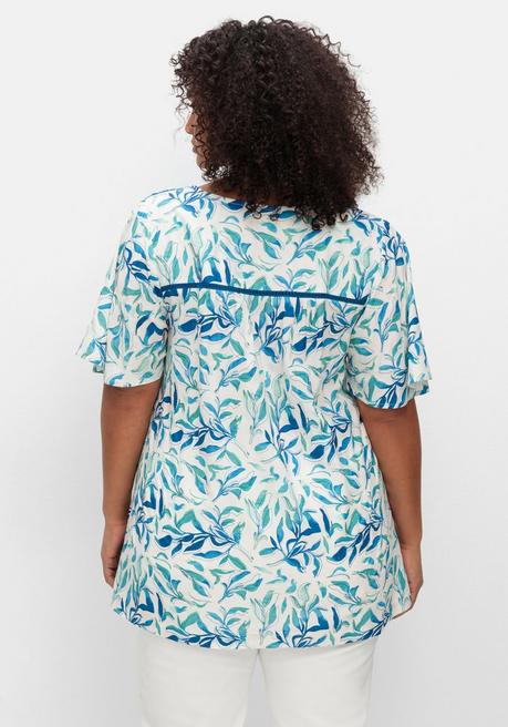 Sheego Tunika In A-Linie, Mit Flügelärmeln Und Blätterprint - Weiß Gemustert Sheego