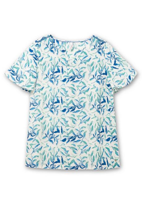 Sheego Tunika In A-Linie, Mit Flügelärmeln Und Blätterprint - Weiß Gemustert Sheego