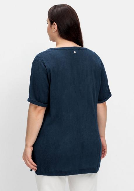 Sheego Tunika In Crêpe-Qualität, Mit Karree-Ausschnitt - Nachtblau Sheego