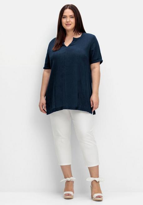 Sheego Tunika In Crêpe-Qualität, Mit Karree-Ausschnitt - Nachtblau Sheego