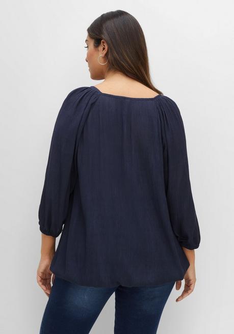 Sheego Tunika In Crinkle-Optik, Mit Saum-Gummizug - Nachtblau Sheego