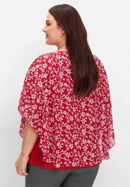 Sheego Tunika In Layeroptik, Mit Blumenprint - Rot Gemustert Sheego