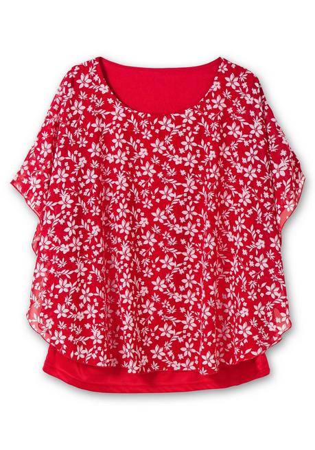 Sheego Tunika In Layeroptik, Mit Blumenprint - Rot Gemustert Sheego