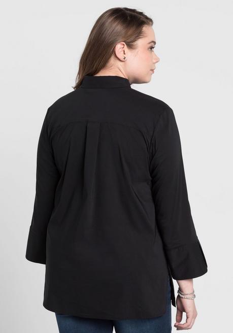 Sheego Tunika In Leichter A-Linie, Mit 3/4-Arm - Schwarz Sheego