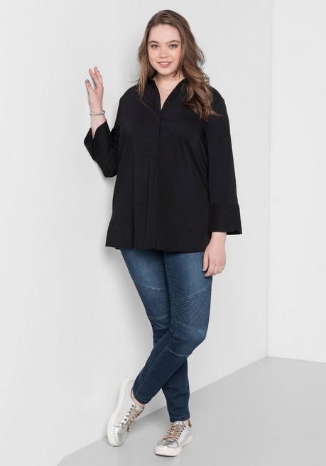 Sheego Tunika In Leichter A-Linie, Mit 3/4-Arm - Schwarz Sheego