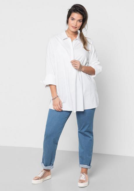 Sheego Tunika In Leichter A-Linie, Mit 3/4-Arm - Weiß Sheego