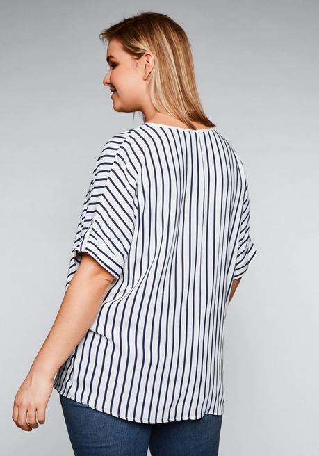 Sheego Tunika In Oversized-Form Mit Streifen - Offwhite-marine Sheego