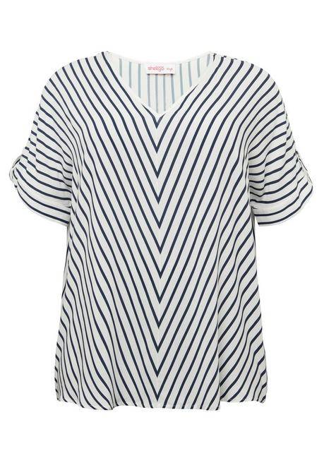 Sheego Tunika In Oversized-Form Mit Streifen - Offwhite-marine Sheego