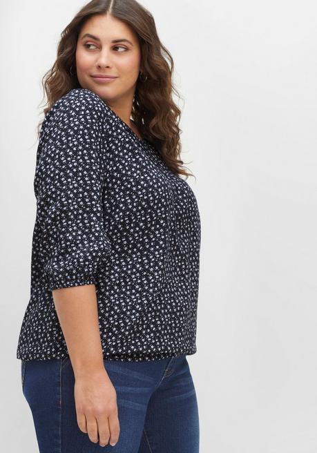 Sheego Tunika In Schlupfform, Mit Blumenprint - Mittelblau Bedruckt Sheego