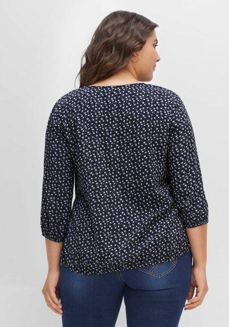 Sheego Tunika In Schlupfform, Mit Blumenprint - Mittelblau Bedruckt Sheego