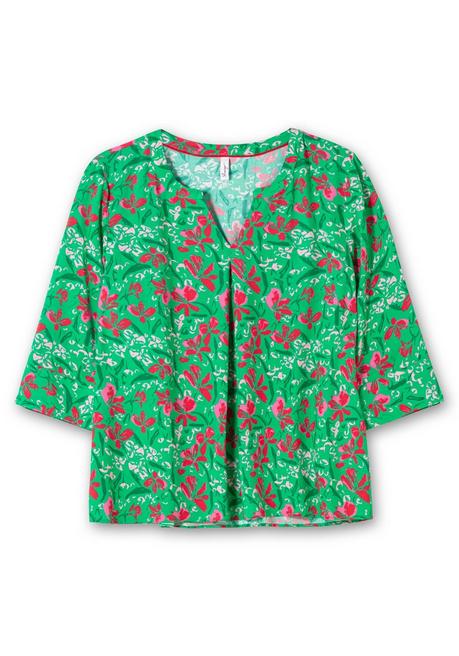 Sheego Tunika Mit 3/4-Arm Und Alloverprint - Blattgrün Gemustert Sheego