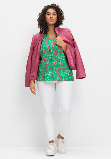 Sheego Tunika Mit 3/4-Arm Und Alloverprint - Blattgrün Gemustert Sheego