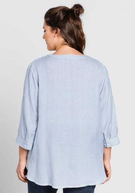 Sheego Tunika Mit 3/4-Arm Und Gerundetem Saum - Hellblau-weiß Sheego