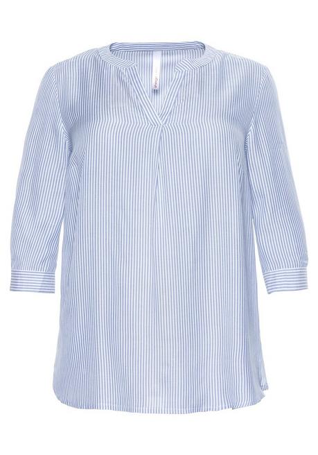 Sheego Tunika Mit 3/4-Arm Und Gerundetem Saum - Hellblau-weiß Sheego