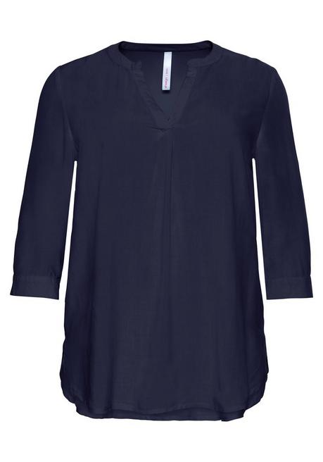 Sheego Tunika Mit 3/4-Arm Und Gerundetem Saum - Marine Sheego