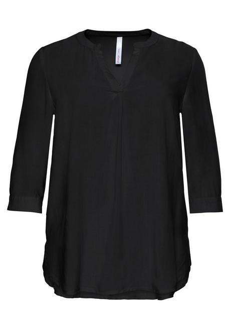 Sheego Tunika Mit 3/4-Arm Und Gerundetem Saum - Schwarz Sheego