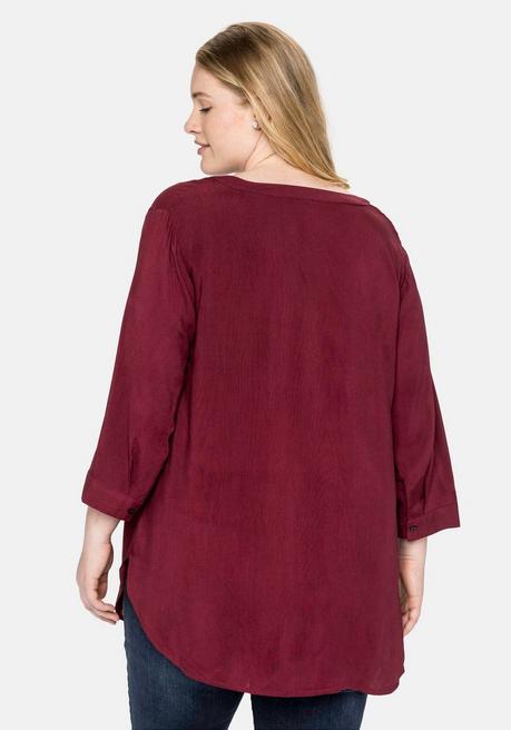 Sheego Tunika Mit 3/4-Arm Und Gerundetem Saum - Weinrot Sheego