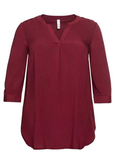 Sheego Tunika Mit 3/4-Arm Und Gerundetem Saum - Weinrot Sheego