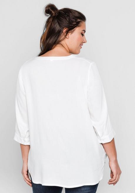 Sheego Tunika Mit 3/4-Arm Und Gerundetem Saum - Weiß Sheego