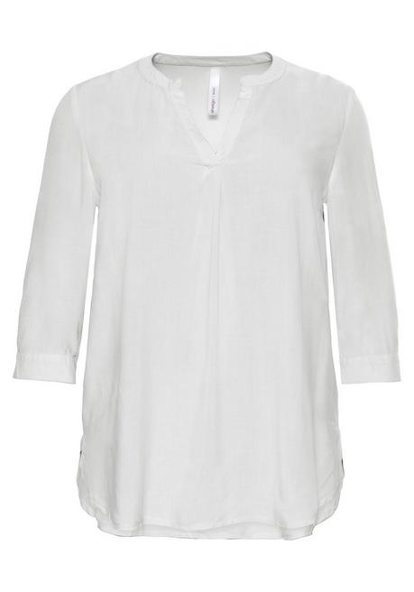 Sheego Tunika Mit 3/4-Arm Und Gerundetem Saum - Weiß Sheego