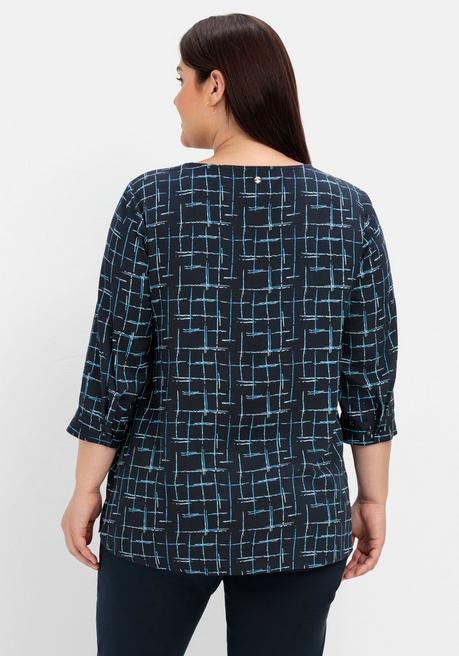 Sheego Tunika Mit 3/4-Arm Und Grafischem Alloverprint - Nachtblau Gemustert Sheego