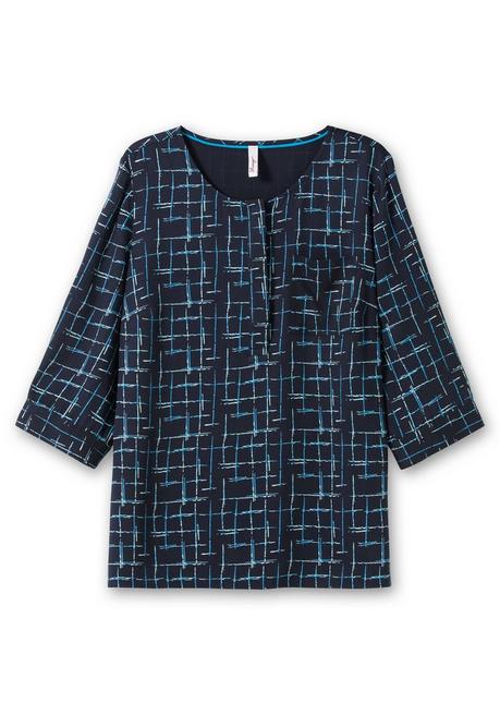 Sheego Tunika Mit 3/4-Arm Und Grafischem Alloverprint - Nachtblau Gemustert Sheego