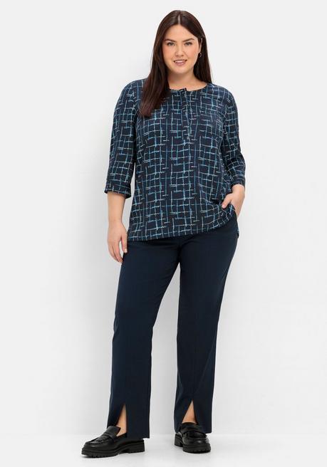 Sheego Tunika Mit 3/4-Arm Und Grafischem Alloverprint - Nachtblau Gemustert Sheego