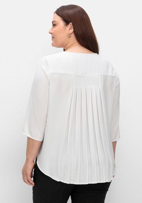 Sheego Tunika Mit 3/4-Arm Und Plisseefalten Hinten - Weiß Sheego