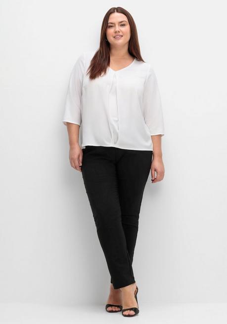 Sheego Tunika Mit 3/4-Arm Und Plisseefalten Hinten - Weiß Sheego