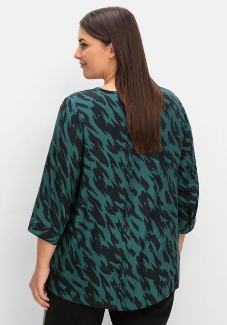 Sheego Tunika Mit 3/4-Ärmeln Und Alloverprint - Schwarz Gemustert Sheego