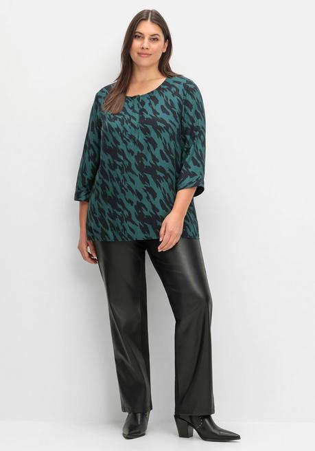 Sheego Tunika Mit 3/4-Ärmeln Und Alloverprint - Schwarz Gemustert Sheego