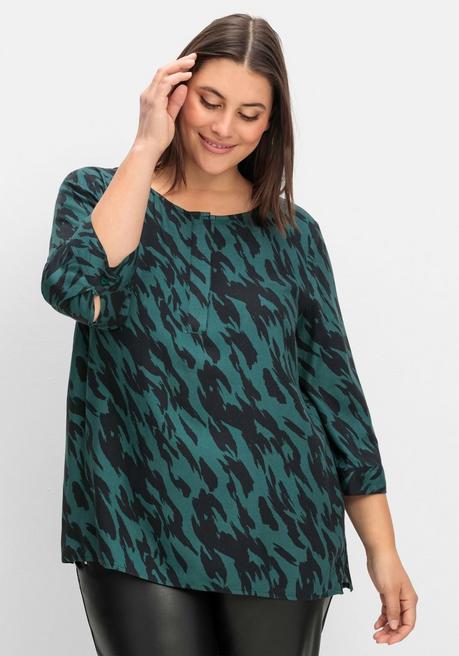 Sheego Tunika Mit 3/4-Ärmeln Und Alloverprint - Schwarz Gemustert Sheego