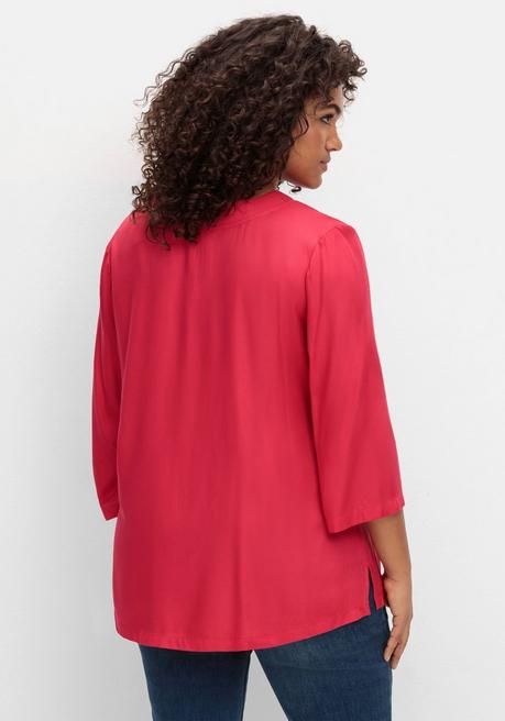 Sheego Tunika Mit 3/4-Ärmeln Und V-Ausschnitt - Magenta Sheego