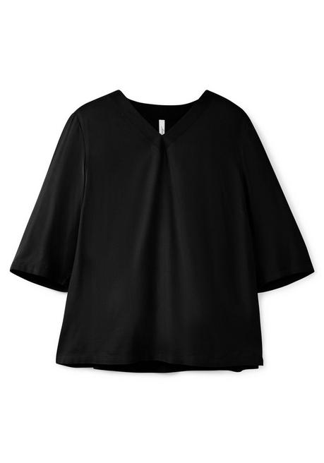 Sheego Tunika Mit 3/4-Ärmeln Und V-Ausschnitt - Schwarz Sheego