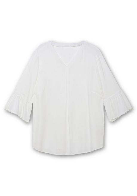 Sheego Tunika Mit 3/4-langen Volantärmeln - Weiß Sheego