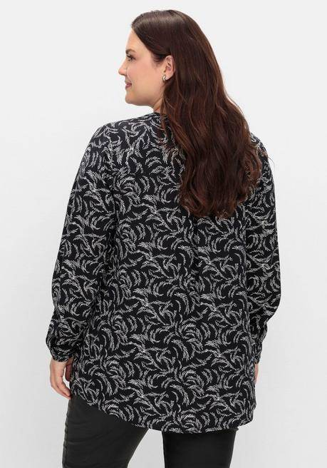 Sheego Tunika Mit Alloverdruck, Aus Viskose - Schwarz-weiß Gemustert Sheego