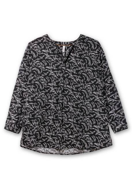 Sheego Tunika Mit Alloverdruck, Aus Viskose - Schwarz-weiß Gemustert Sheego