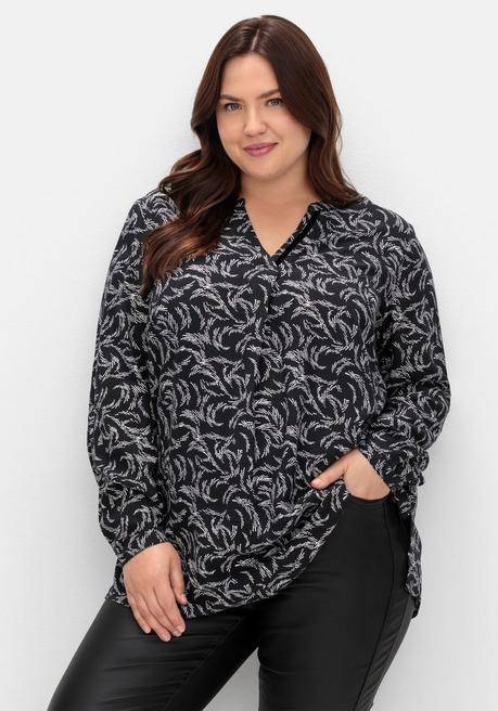 sheego Tunika mit Alloverdruck, aus Viskose - schwarz-weiß gemustert sheego