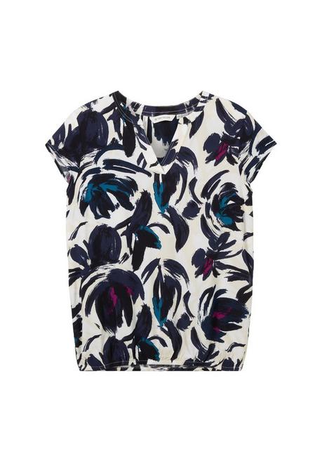 TOM TAILOR Plus Tunika Mit Alloverdruck Und Elastischem Saum - Dunkelblau Gemustert Sheego