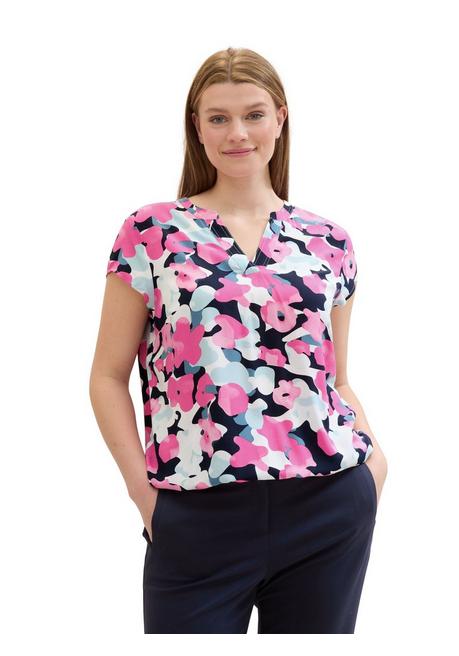 TOM TAILOR Plus Tunika mit Alloverdruck und elastischem Saum - pink gemustert sheego
