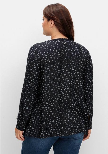 Sheego Tunika Mit Alloverdruck Und Kellerfalte - Schwarz Gemustert Sheego