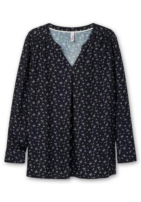 Sheego Tunika Mit Alloverdruck Und Kellerfalte - Schwarz Gemustert Sheego