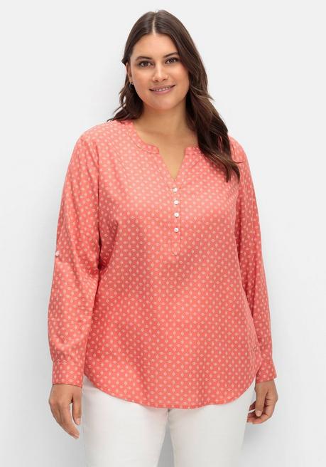 sheego x Collection L. Tunika mit Alloverdruck und Krempelärmeln - koralle gemustert sheego