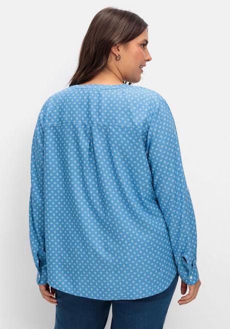 Sheego X Collection L. Tunika Mit Alloverdruck Und Krempelärmeln - Mittelblau Gemustert Sheego