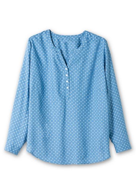 Sheego X Collection L. Tunika Mit Alloverdruck Und Krempelärmeln - Mittelblau Gemustert Sheego