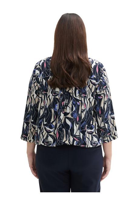 TOM TAILOR Plus Tunika Mit Allovermuster Und Stretch-Saumbund - Marine Gemustert Sheego