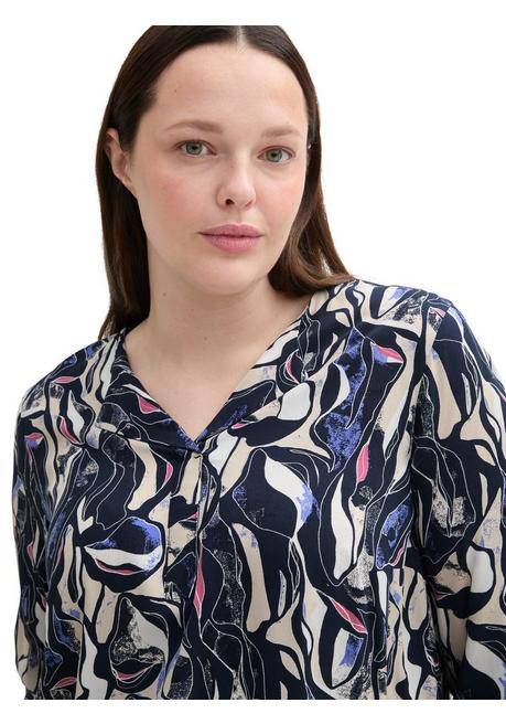 TOM TAILOR Plus Tunika Mit Allovermuster Und Stretch-Saumbund - Marine Gemustert Sheego