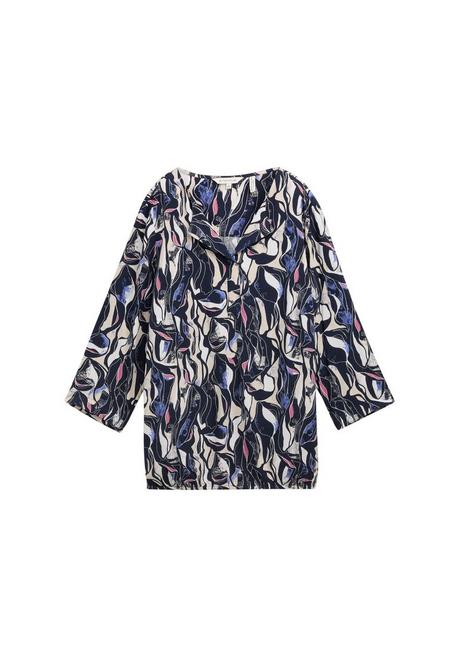 TOM TAILOR Plus Tunika mit Allovermuster und Stretch-Saumbund - marine gemustert sheego