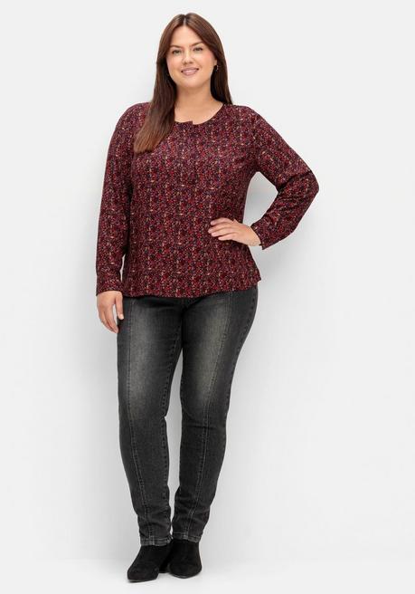 Sheego Tunika Mit Alloverprint Und Knopfleiste - Schwarz Gemustert Sheego